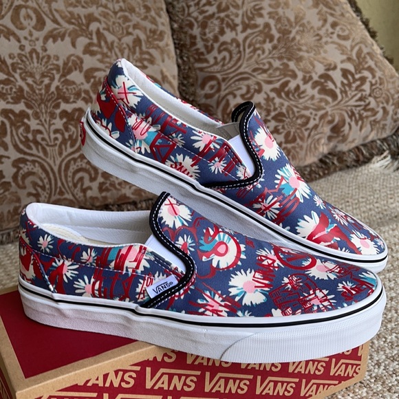 Vans Classic Slip On Vans Crew Floral/Red Men’s - Picture 7 of 16